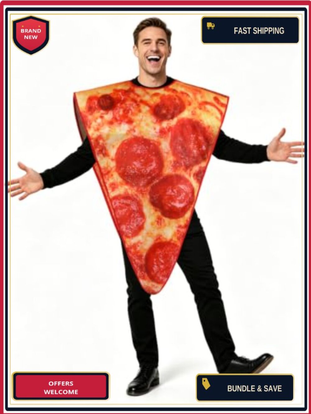 Adult Pizza Slice Costume Halloween One Size Tunic Food Outfit